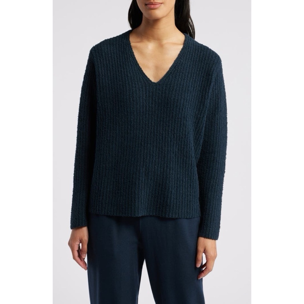 NWT Eileen Fisher V-Neck Organic Cotton & Cashmere Blend Sweater - Size Large
